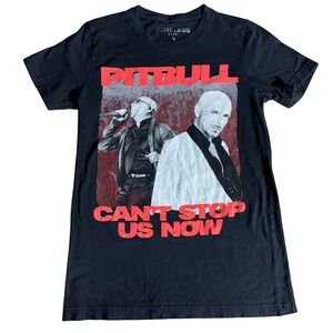 Pitbull Cant Stop Us Now Summer Tour 2022 Graphic T-Shirt Mens Small Black